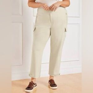 Talbots Woven Cargo Joggers Stretchy 6 Pockets Beige New with Tags Size Small